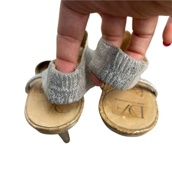 DIANE VON FURSTENBERG Zia Metallic Crisscross Cork Platform Sandal Heel Size 9M - Picture 5 of 10